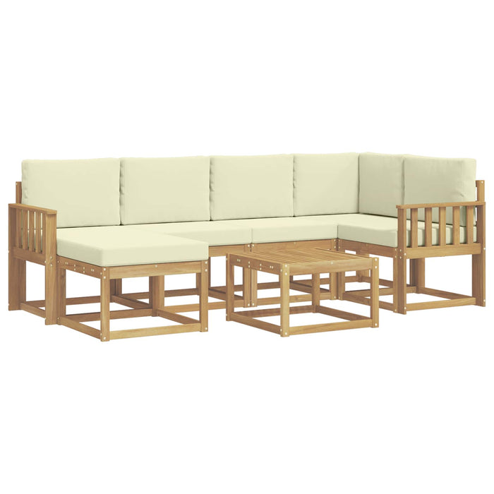Set de canapele de exterior cu pernă 7 pcs Alb și crem WALTI
