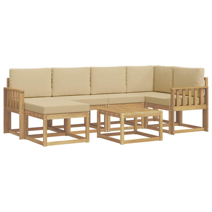 Set de canapele de exterior cu pernă 7 pcs Alb și Bej WALTI