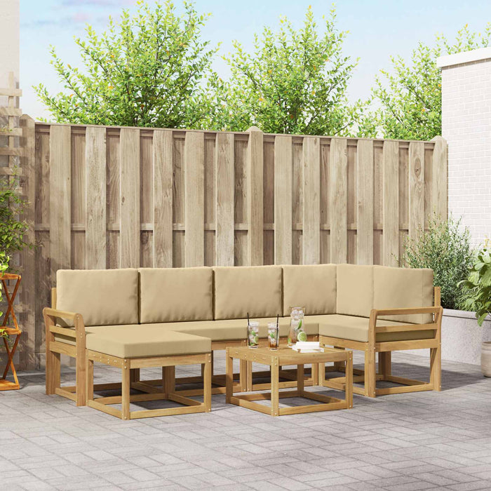 Set de canapele de exterior cu pernă 7 pcs Alb și Bej WALTI