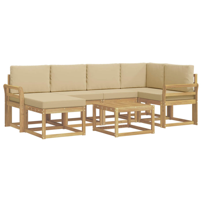Set de canapele de exterior cu pernă 7 pcs Alb și Bej WALTI