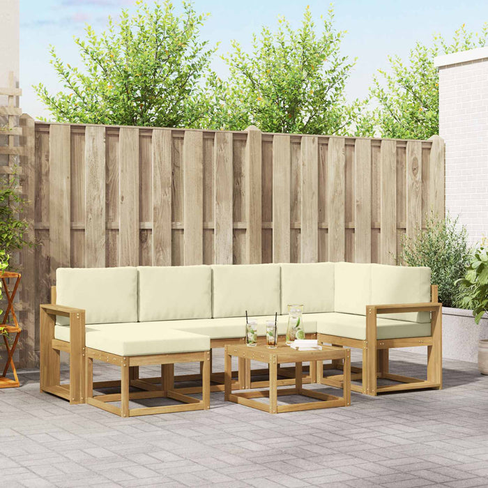 Set de canapele de exterior cu pernă 7 pcs Alb și crem WALTI