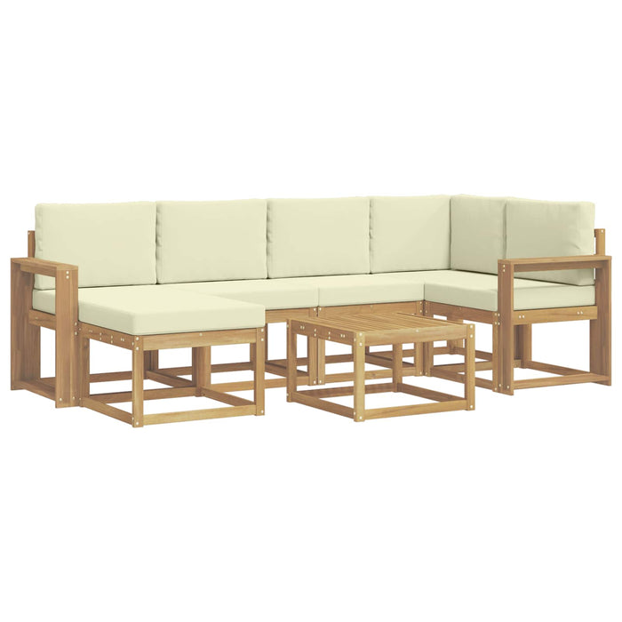 Set de canapele de exterior cu pernă 7 pcs Alb și crem WALTI