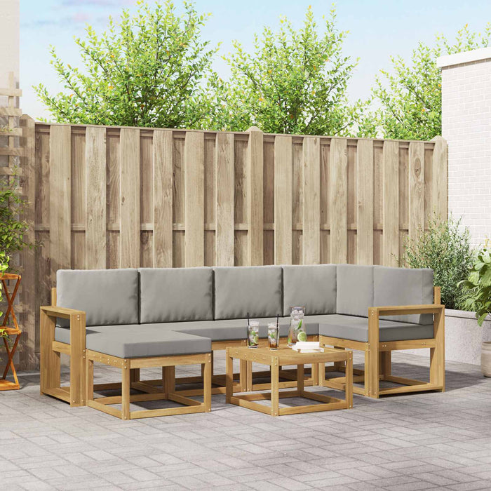 Set de canapele de exterior cu pernă 7 pcs Alb și gri deschis WALTI