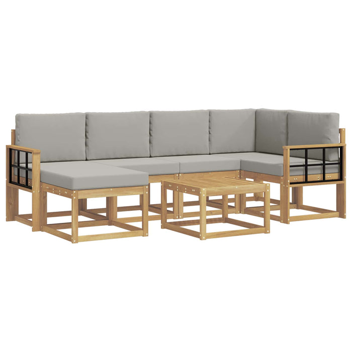 Set de canapele de exterior cu pernă 7 pcs Alb și gri deschis WALTI