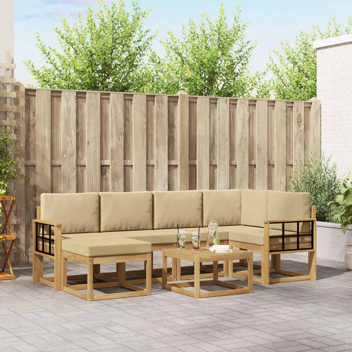 Set de canapele de exterior cu pernă 7 pcs Alb și Bej WALTI