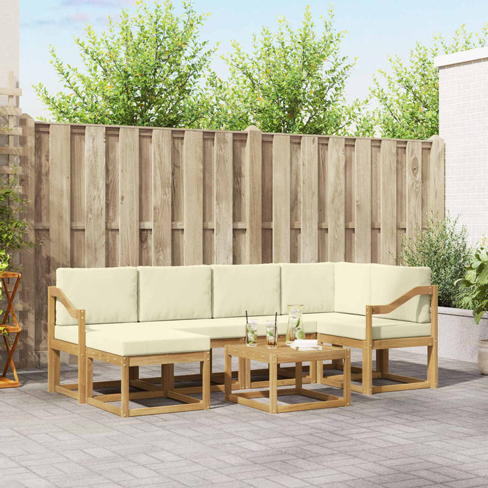 Set de canapele de exterior cu pernă 7 pcs Alb și crem WALTI