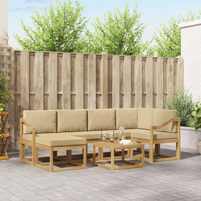 Set de canapele de exterior cu pernă 7 pcs Alb și Bej WALTI