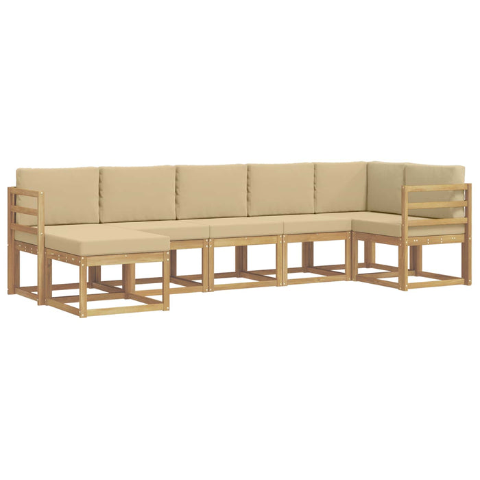 Set de canapele de exterior cu pernă 7 pcs Alb și Bej Poliester WALTI