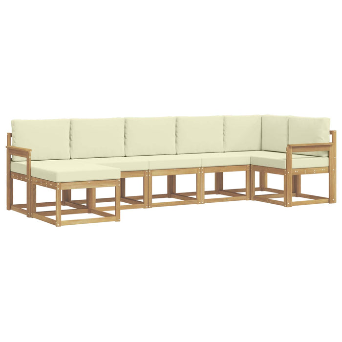Set de canapele de exterior 7 pcs Alb și crem Poliester WALTI