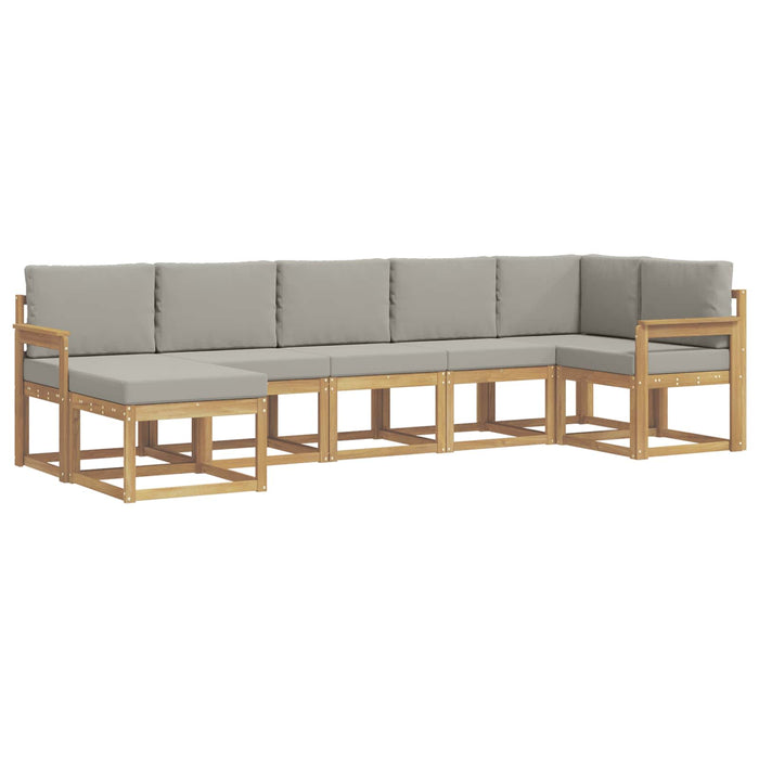 Set de canapele de exterior cu pernă 7 pcs Alb și gri deschis WALTI