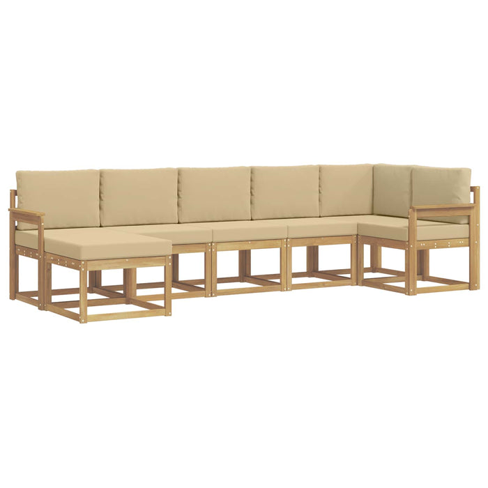 Set de canapele de exterior cu pernă 7 pcs Alb și Bej Poliester WALTI