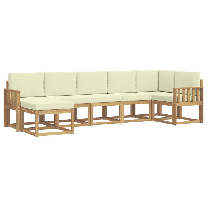 Set de canapele de exterior 7 pcs Alb și crem Poliester WALTI