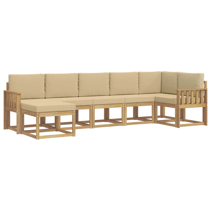 Set de canapele de exterior cu pernă 7 pcs Alb și Bej Poliester WALTI