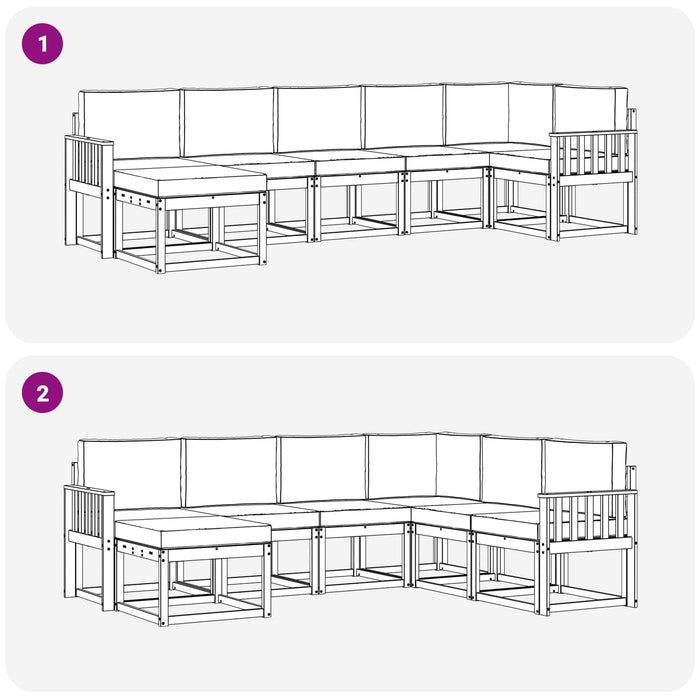 Set de canapele de exterior cu pernă 7 pcs Alb și Bej Poliester WALTI