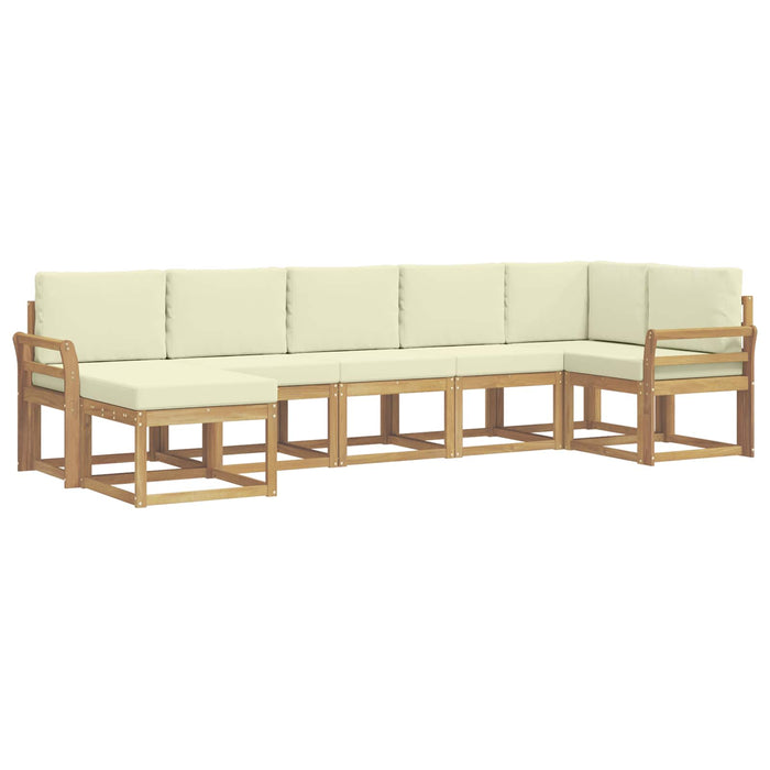 Set de canapele de exterior 7 pcs Alb și crem Poliester WALTI