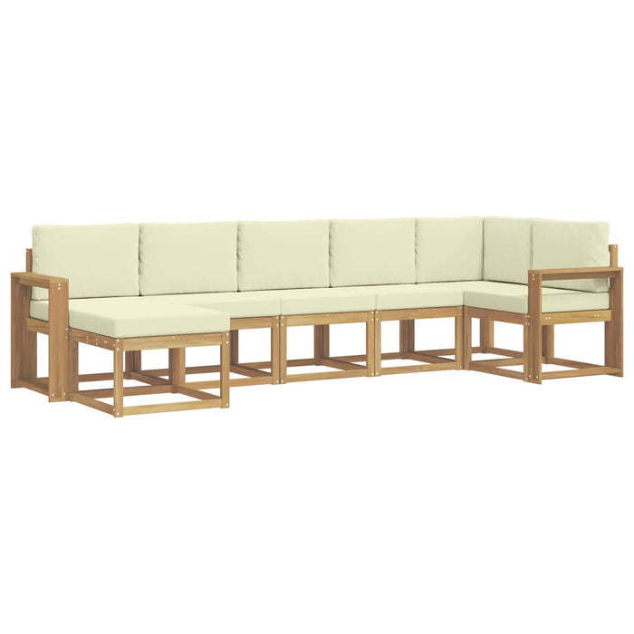 Set de canapele de exterior 7 pcs Alb și crem Poliester WALTI
