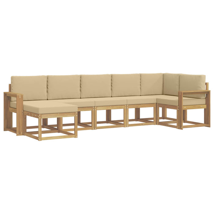 Set de canapele de exterior cu pernă 7 pcs Alb și Bej Poliester WALTI