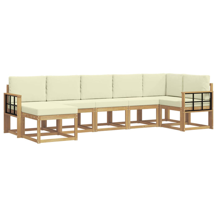 Set de canapele de exterior 7 pcs Alb și crem Poliester WALTI
