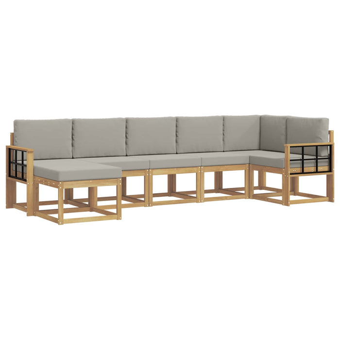 Set de canapele de exterior cu pernă 7 pcs Alb și gri deschis WALTI