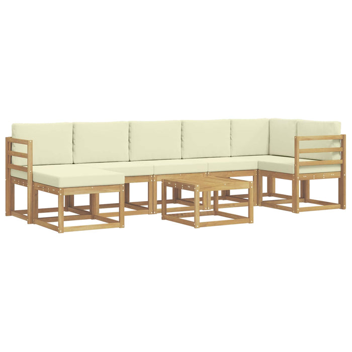 Set de canapele de exterior 8 pcs Alb și crem Poliester WALTI