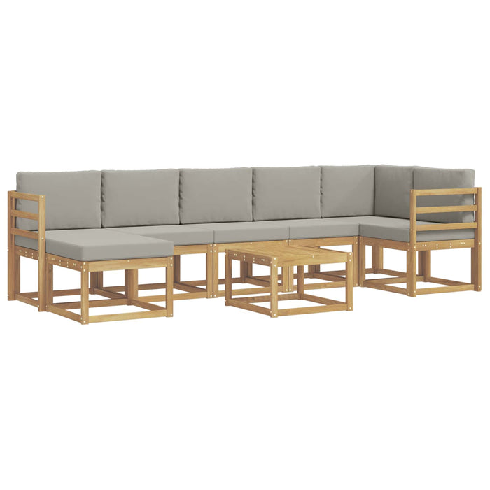 Set de canapele de exterior cu pernă 8 pcs Alb și gri deschis WALTI