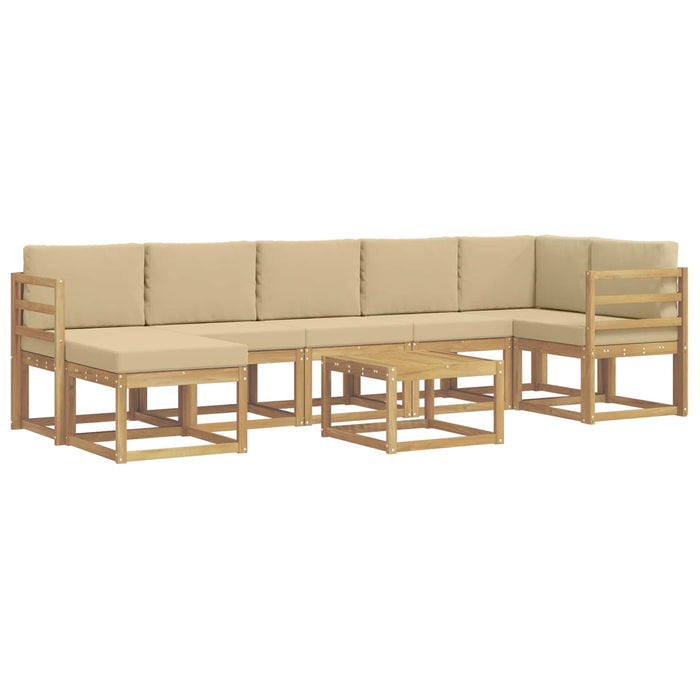 Set de canapele de exterior cu pernă 8 pcs Alb și Bej Poliester WALTI