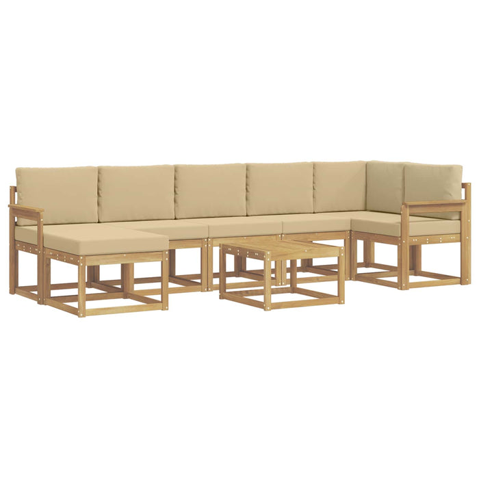 Set de canapele de exterior cu pernă 8 pcs Alb și Bej Poliester WALTI
