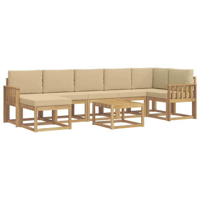 Set de canapele de exterior cu pernă 8 pcs Alb și Bej Poliester WALTI