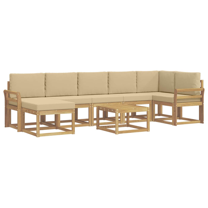 Set de canapele de exterior cu pernă 8 pcs Alb și Bej Poliester WALTI