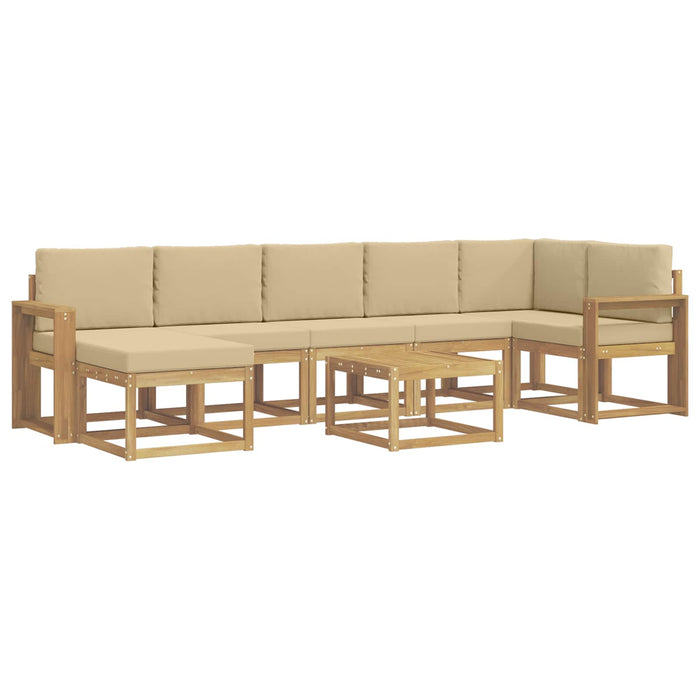 Set de canapele de exterior cu pernă 8 pcs Alb și Bej Poliester WALTI