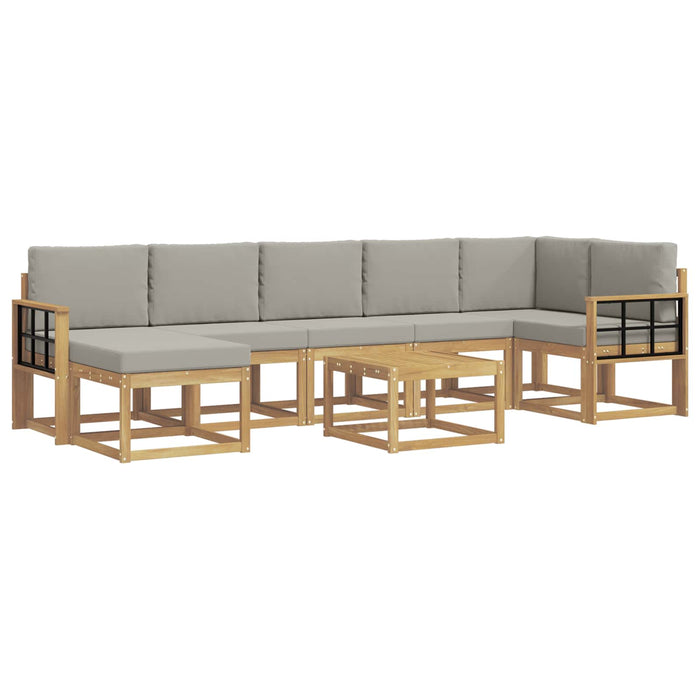 Set de canapele de exterior 8 pcs Alb și gri deschis WALTI