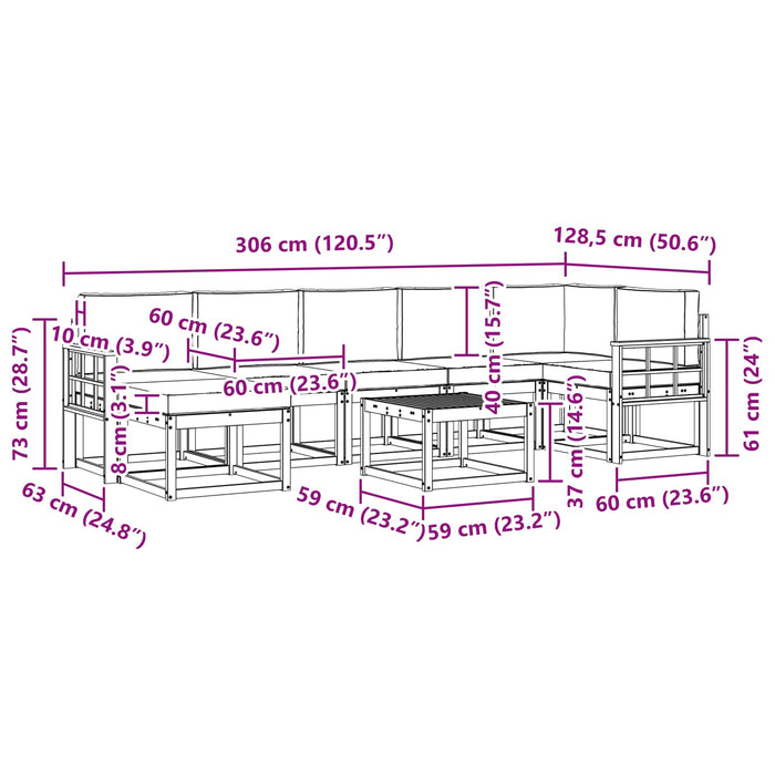 Set de canapele de exterior 8 pcs Alb și gri deschis WALTI