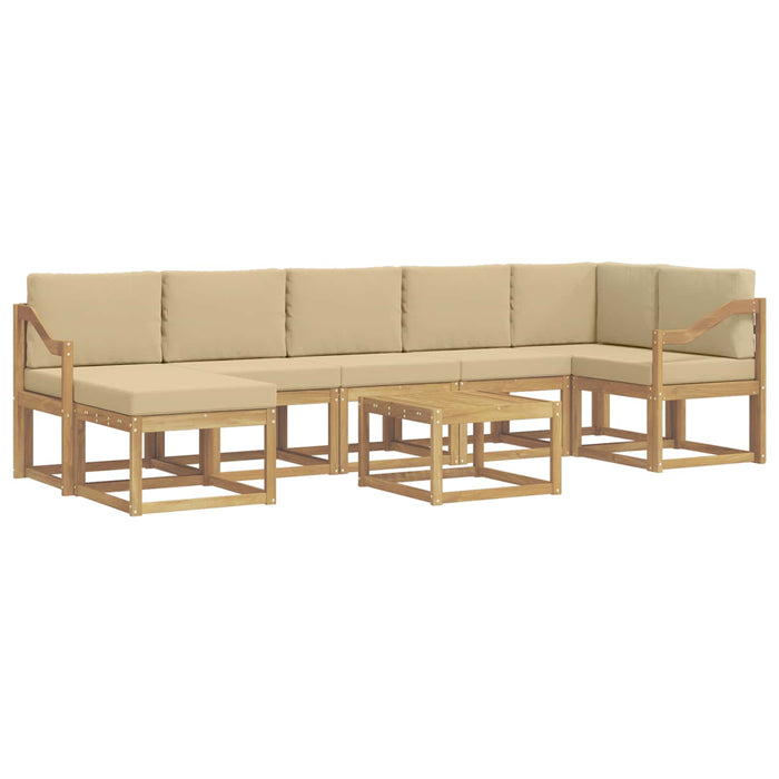 Set de canapele de exterior cu pernă 8 pcs Alb și Bej Poliester WALTI