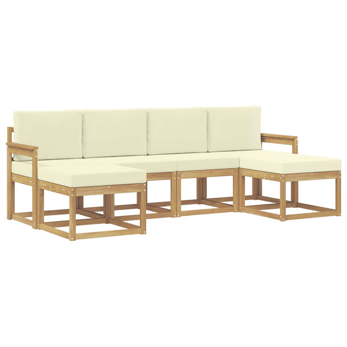 Set de canapele de exterior 6 pcs Alb și crem Poliester WALTI