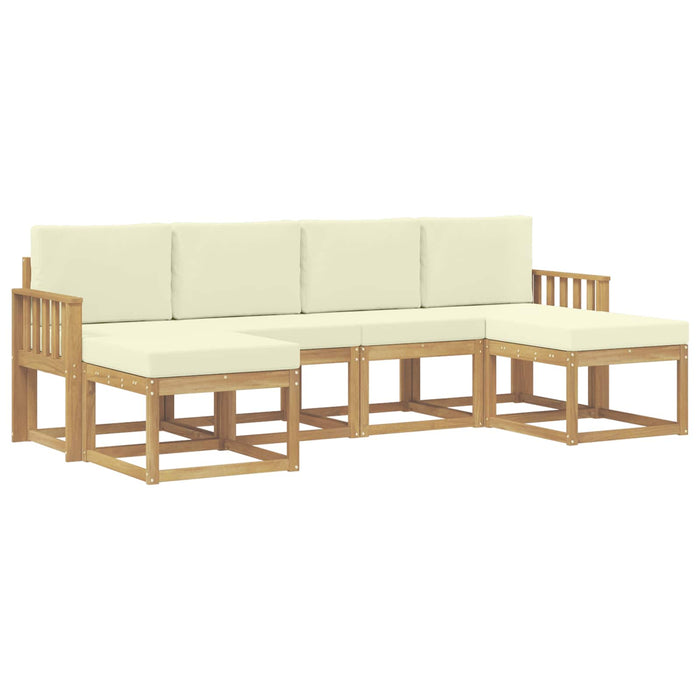 Set de canapele de exterior 6 pcs Alb și crem Poliester WALTI