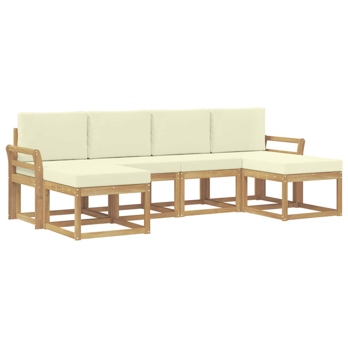 Set de canapele de exterior 6 pcs Alb și crem Poliester WALTI