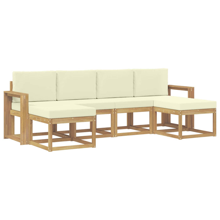 Set de canapele de exterior 6 pcs Alb și crem Poliester WALTI