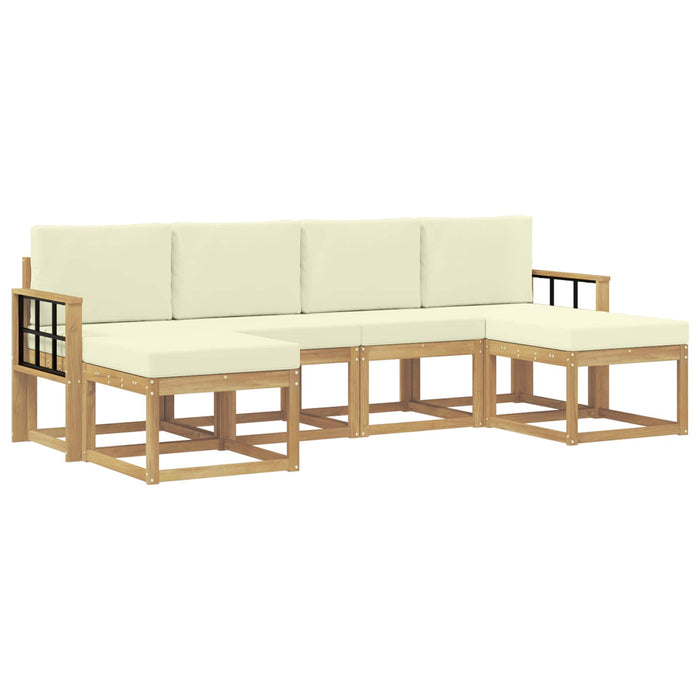 Set de canapele de exterior 6 pcs Alb și crem Poliester WALTI