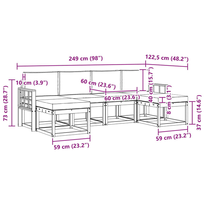 Set de canapele de exterior 6 pcs Alb și crem Poliester WALTI