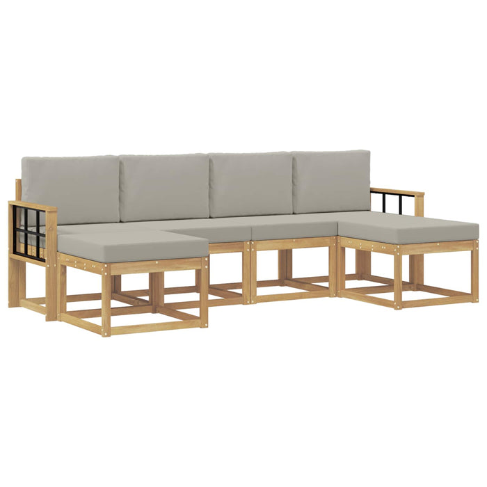 Set de canapele de exterior cu pernă 6 pcs Alb și gri deschis WALTI