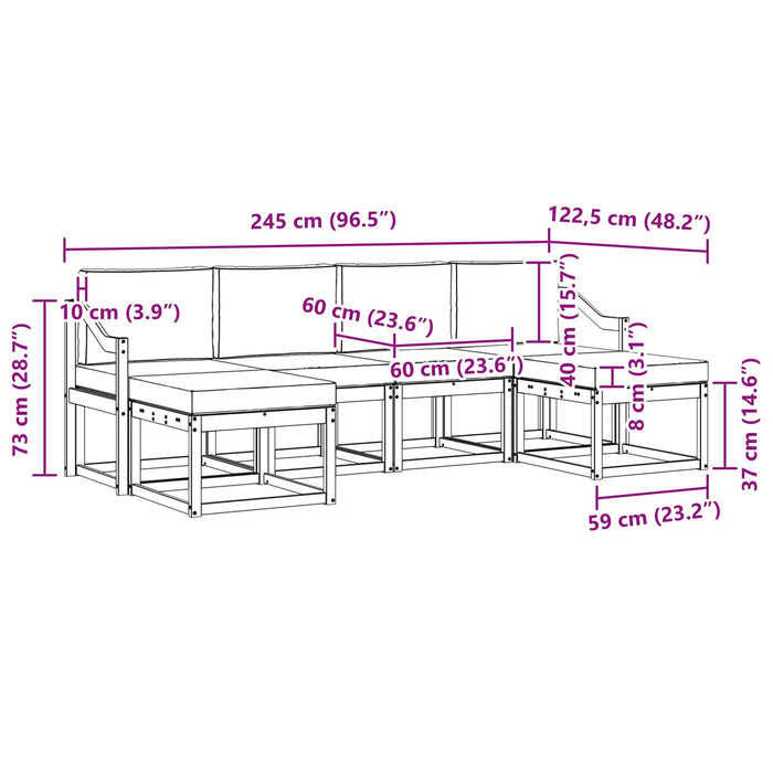 Set de canapele de exterior 6 pcs Alb și crem Poliester WALTI