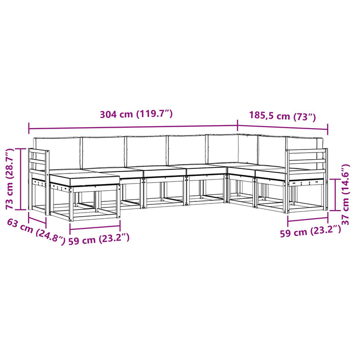 Set de canapele de exterior cu pernă 8 pcs Alb și gri deschis WALTI