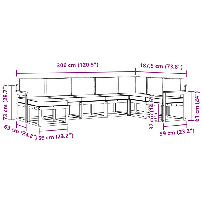 Set de canapele de exterior cu pernă 8 pcs Alb și crem WALTI