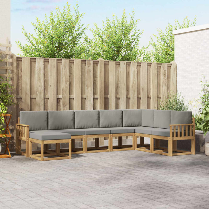 Set de canapele de exterior cu pernă 8 pcs Alb și gri deschis WALTI