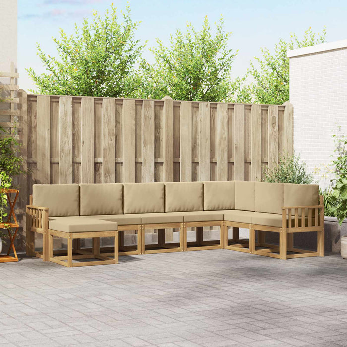 Set de canapele de exterior cu pernă 8 pcs Alb și Bej WALTI