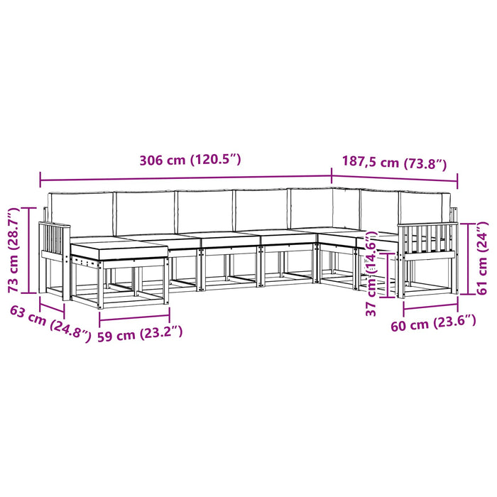 Set de canapele de exterior cu pernă 8 pcs Alb și Bej WALTI