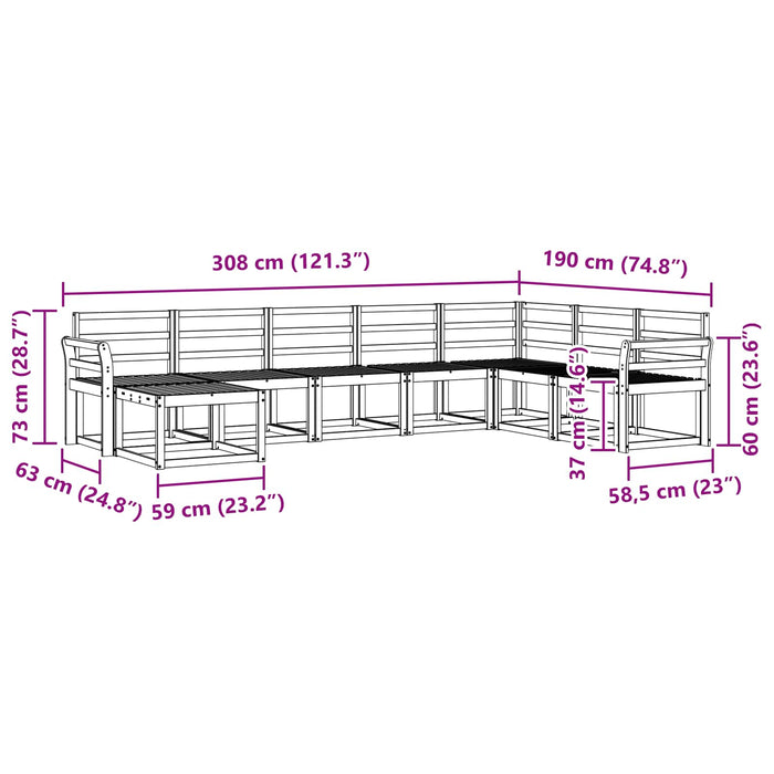 Set de canapele de exterior 8 pcs Alb Lemn Solid de Acacia WALTI