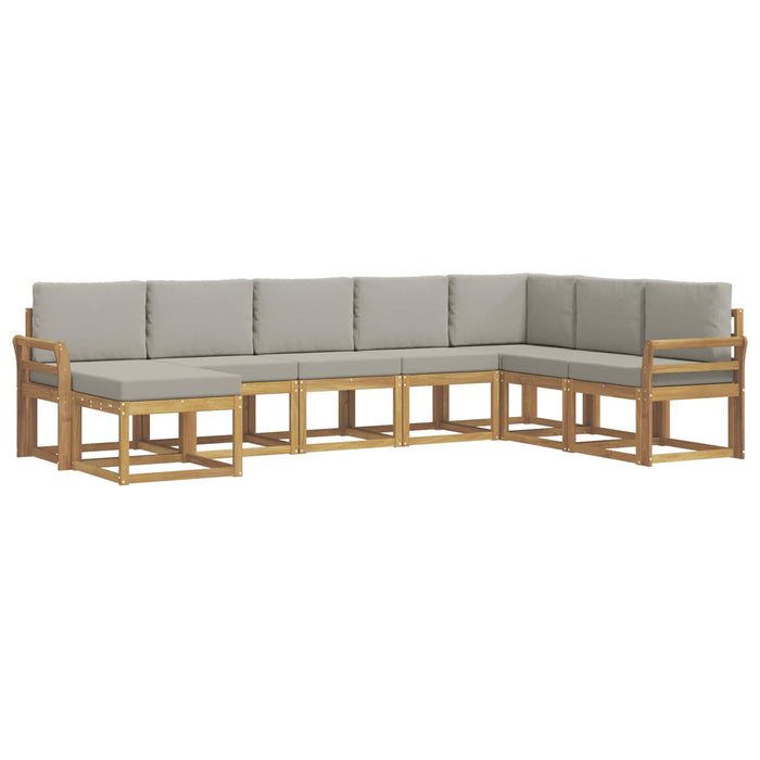 Set de canapele de exterior cu pernă 8 pcs Alb și gri deschis WALTI