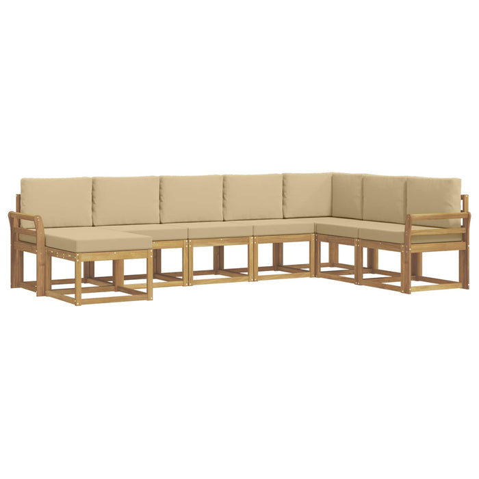 Set de canapele de exterior cu pernă 8 pcs Alb și Bej WALTI