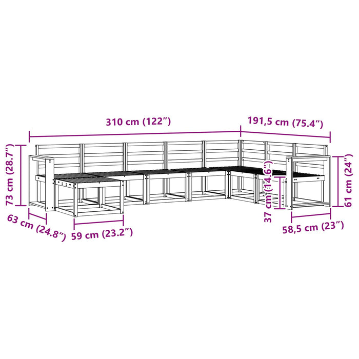 Set de canapele de exterior 8 pcs Alb Lemn Solid de Acacia WALTI